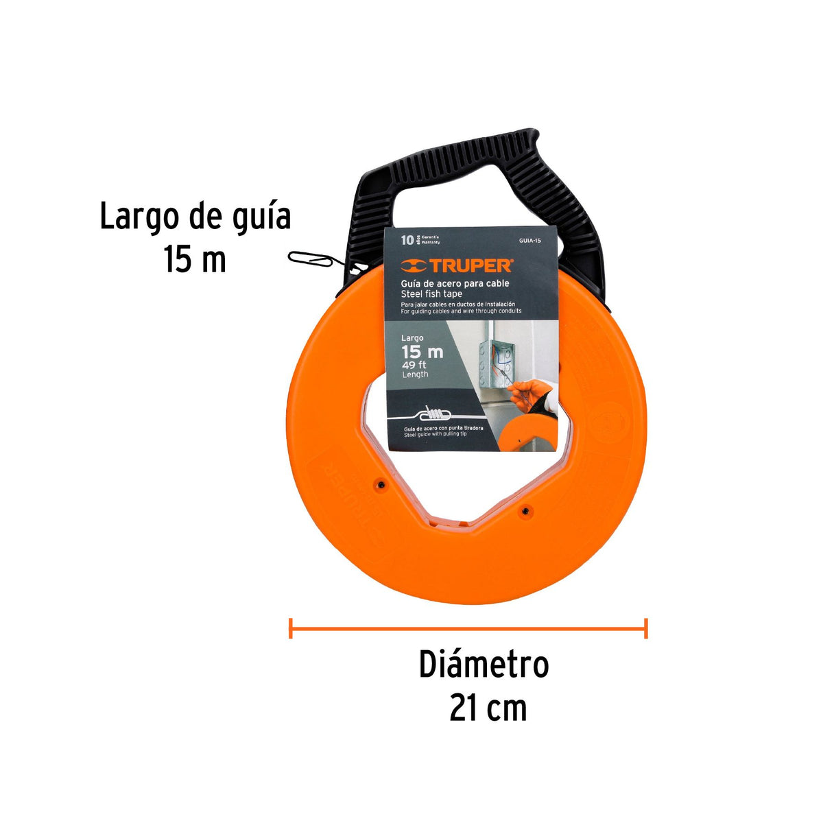 Guía De Acero 15m Guia-15 Pasacables Electricista