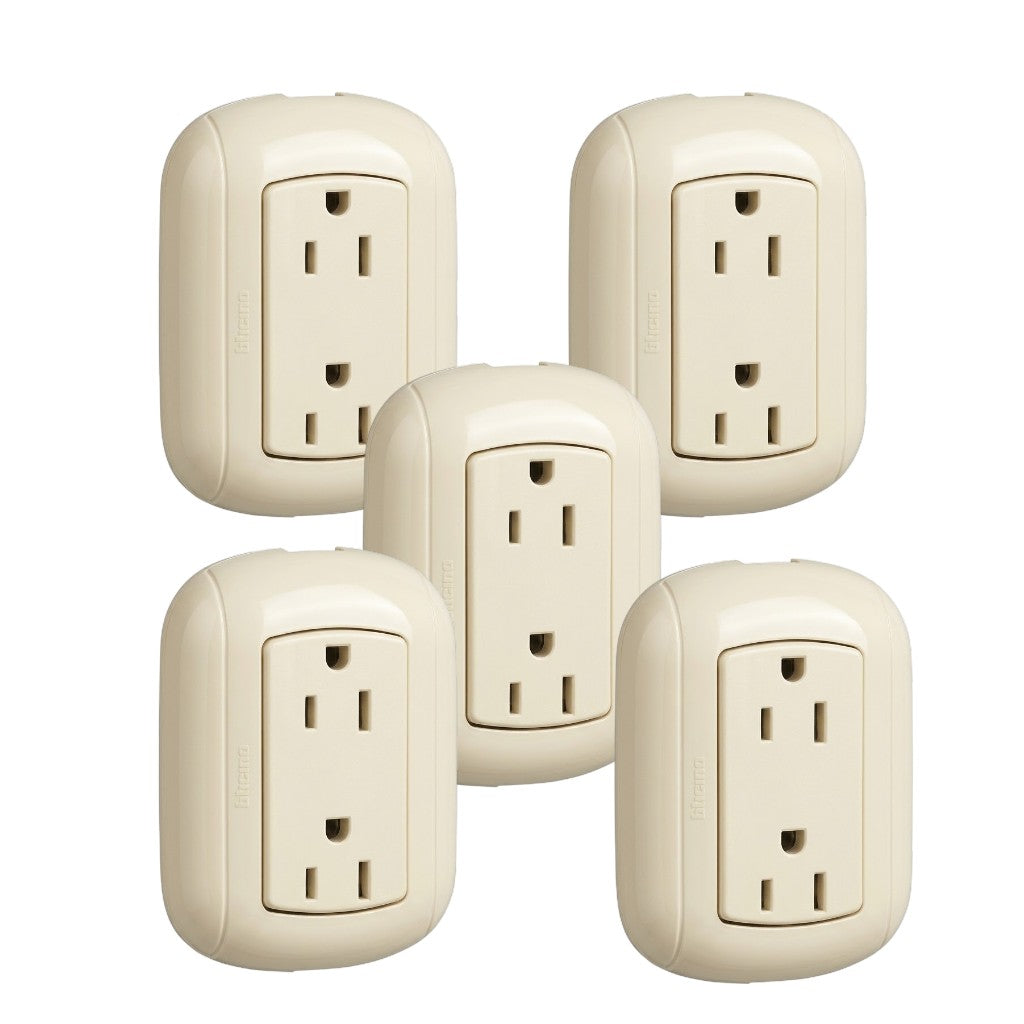Pack 5 Pz. Contacto Duplex Oval P38 Sobreponer Eléctrico