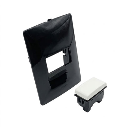 Pack 2 Placa Negra 1 Módulo + Interruptor Bticino
