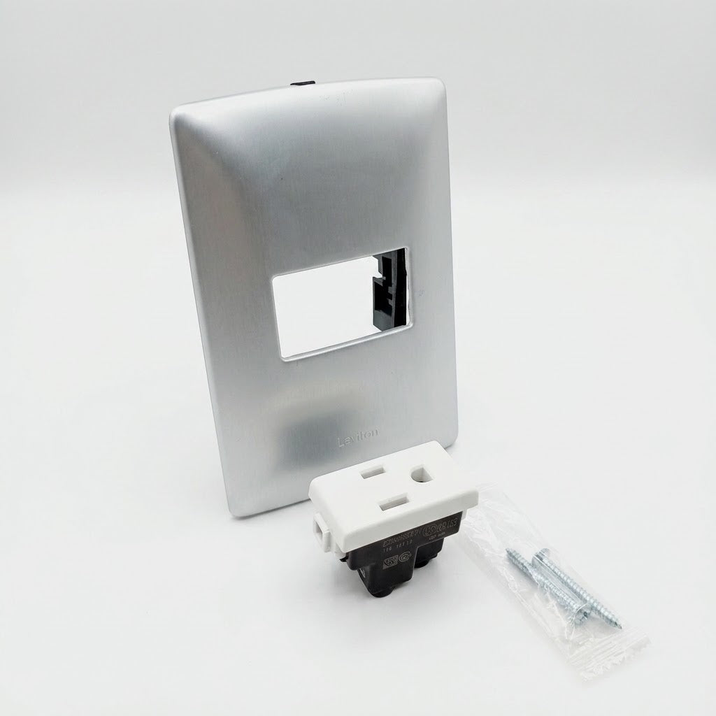 Pack 2 Placa Plata 1 Módulo + Contacto Bticino 15A