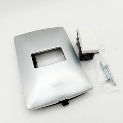 Pack 2 Placa Plata 1 Módulo +  Interruptor Bticino