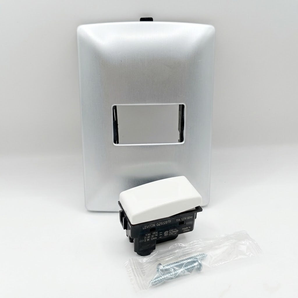 Pack 2 Placa Plata 1 Módulo +  Interruptor Bticino