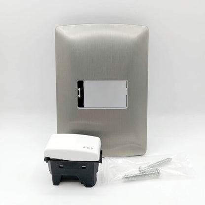 Pack 2 Placa Acero 1 Módulo + Interruptor Sencillo