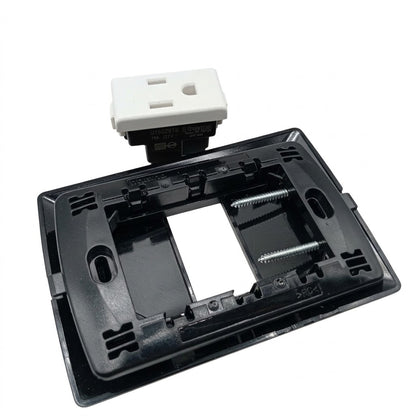 Pack 2 Placa Negra 1 Módulo + Contacto Bticino 15A