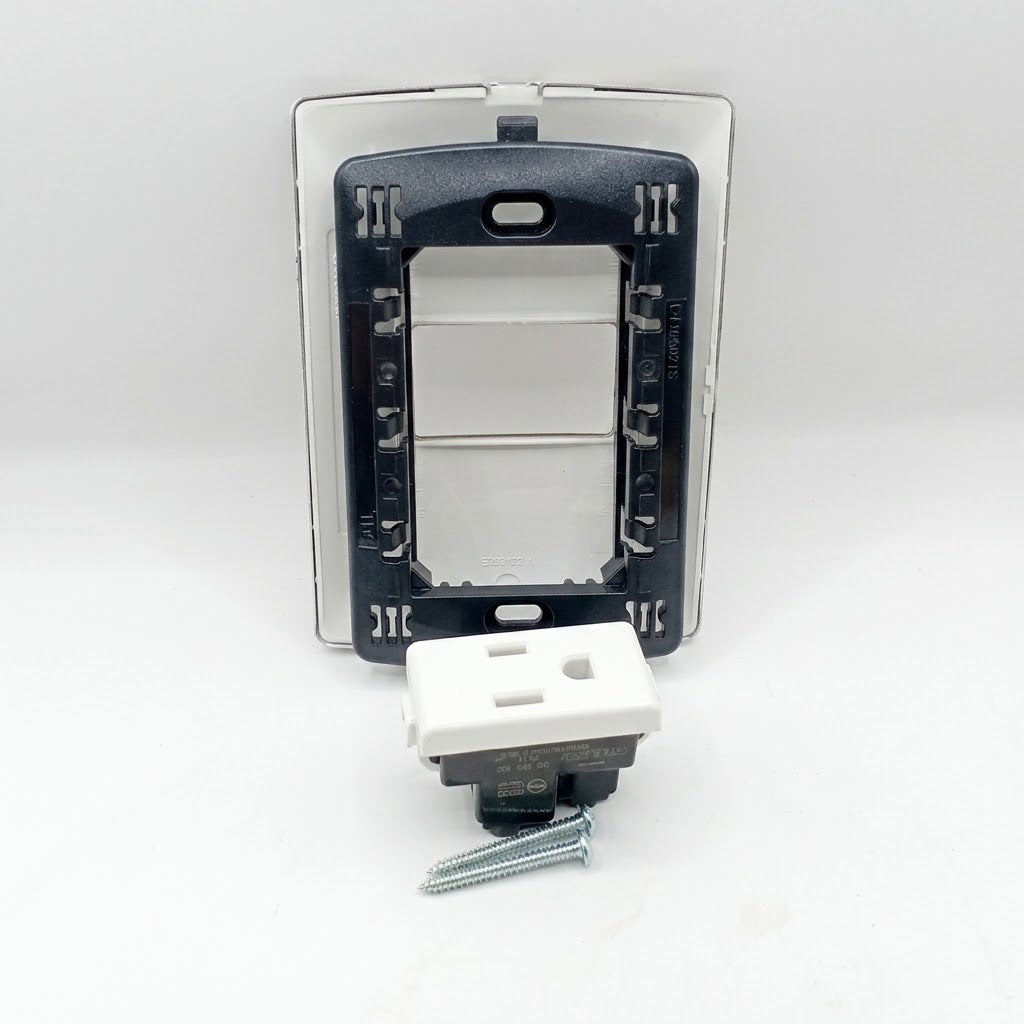Pack 2 Placa Perla 1 Módulo + Contacto Bticino 15A