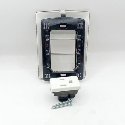Pack 2 Placa Perla 1 Módulo + Contacto Bticino 15A