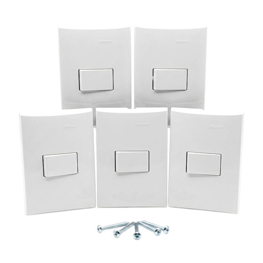 Pack 5 Placa Forza FZA551 Pulsador Timbre Blanca 10A 127V