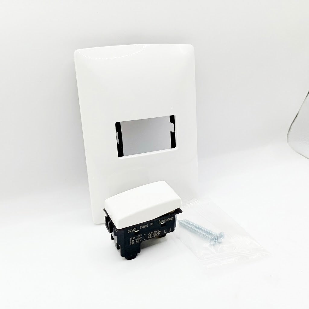 Pack 2 Placa Blanco 1 Módulo + Interruptor Bticino