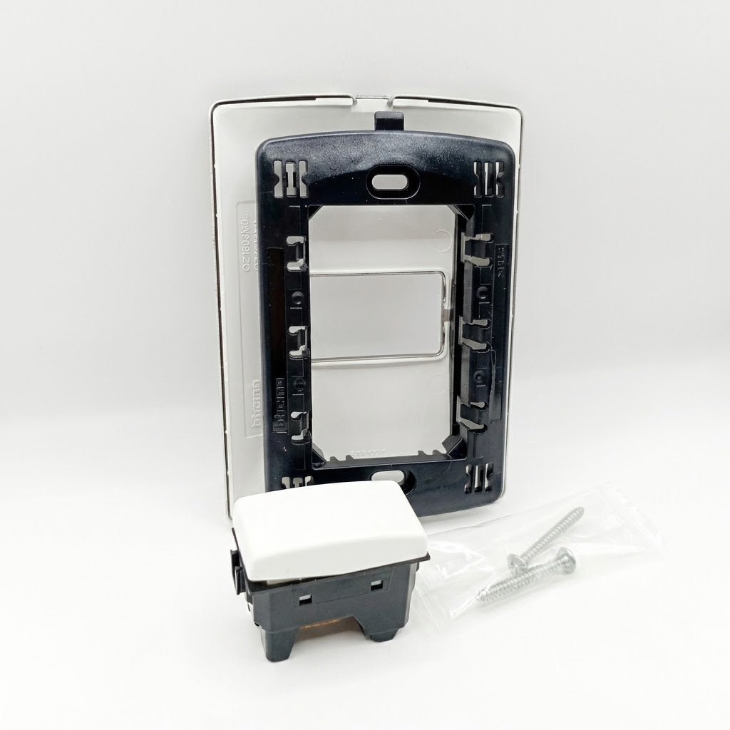Pack 2 Placa Acero 1 Módulo + Interruptor Sencillo