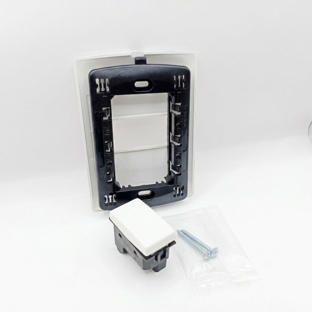 Pack 2 Placa Blanco 1 Módulo + Interruptor Bticino