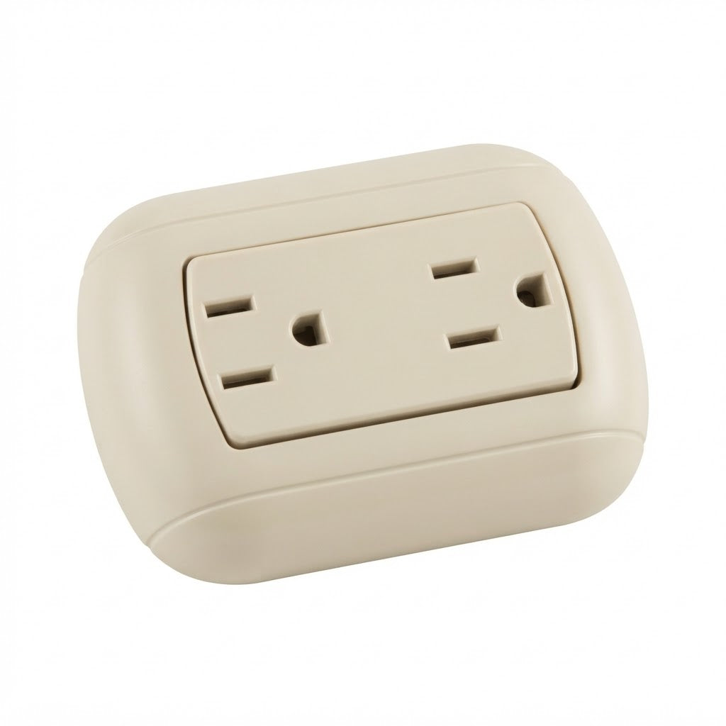 Pack 5 Pz. Contacto Duplex Oval P38 Sobreponer Eléctrico