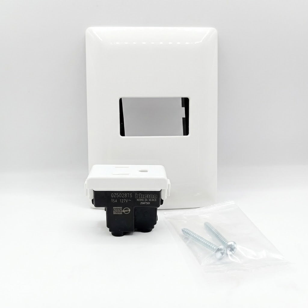 Pack 2 Placa Bticino 1 Ventana + Contacto 15A