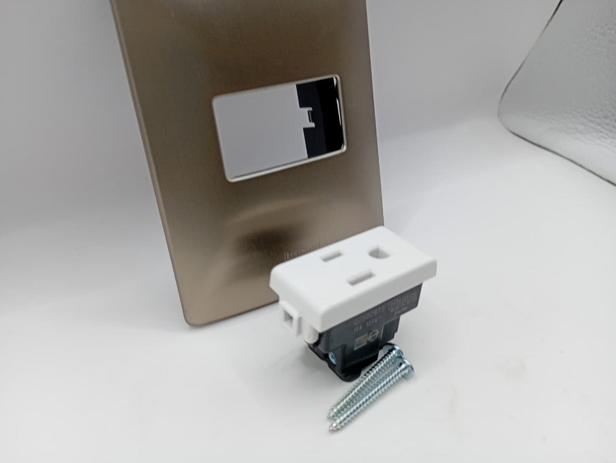 Pack 2 Placa Perla 1 Módulo + Contacto Bticino 15A