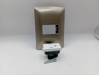 Pack 2 Placa Perla 1 Módulo + Contacto Bticino 15A