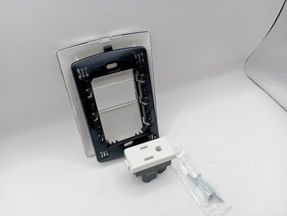 Pack 2 Placa Plata 1 Módulo + Contacto Bticino 15A