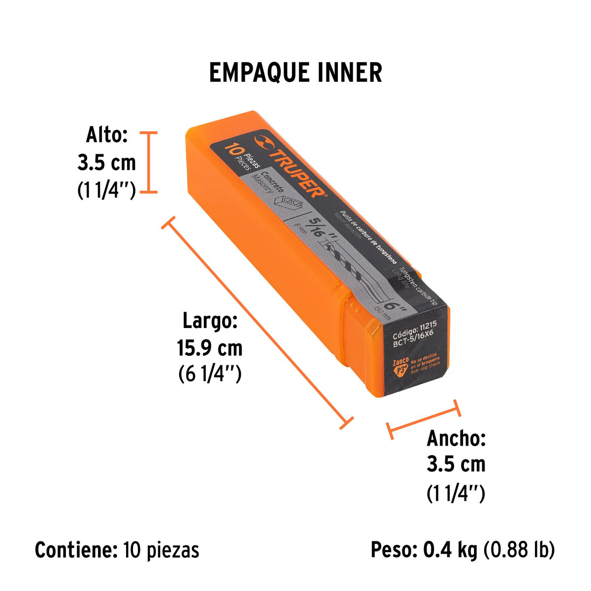 Pack 5 Brocas Para Concreto 5/16 X 6 Truper