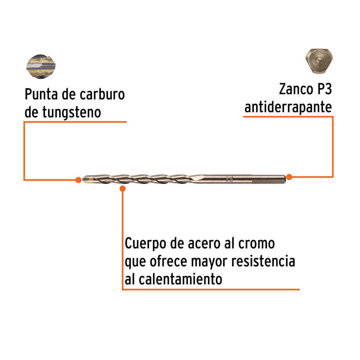 Pack 5 Brocas Para Concreto 5/16 X 6 Truper