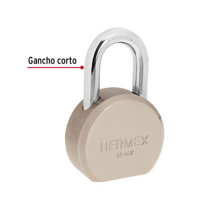 Candado Hermex Redondo 65mm 3 Llaves De Punto Gancho Normal