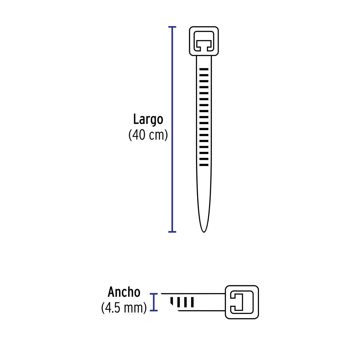 Pack 100 Cinchos Plasticos voltek  Negros 40  Cin-5040n