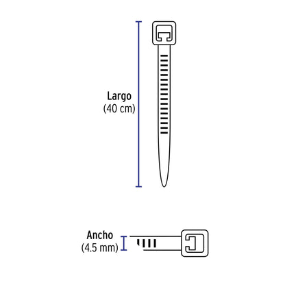 Pack 100 Cinchos Plasticos voltek  Negros 40  Cin-5040n