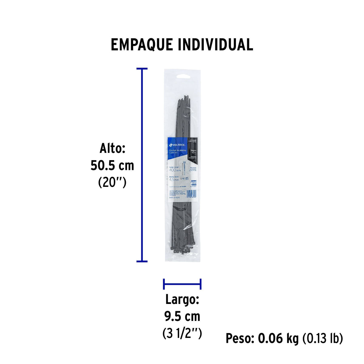 Pack 100 Cinchos Plasticos voltek  Negros 40  Cin-5040n