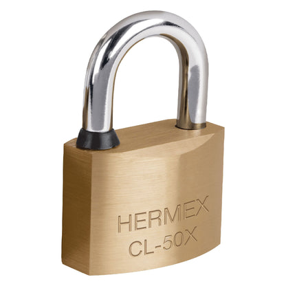 Candado Hermex 50 mm Latón Gancho Corto Llave Tetra 43421