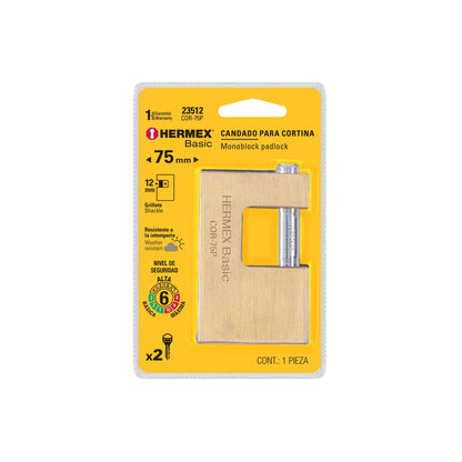 Candado Hermex Basic Latón Antipalanca 75 mm 23512