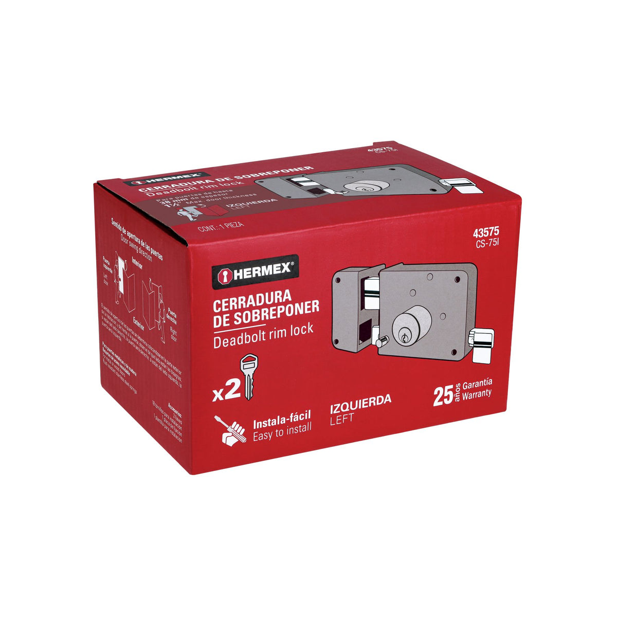 43575 CERRADURA SOBREPONER IZQ CS-75I