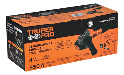 Combo Esmeriladora 850w 4-1/2 Lentes Y Flexómetro Naranja 60 Hz