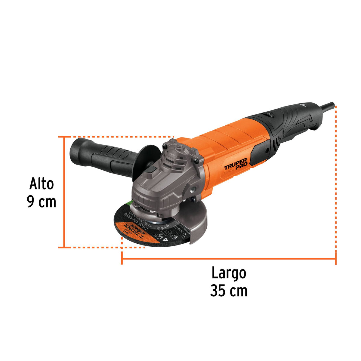 Esmeriladora Angular De 4-1/2 1100w Truper Pro Esma-45110 Naranja