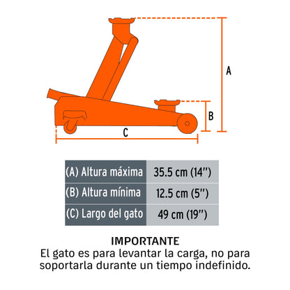 Gato Hidráulico De Patín 2 T, 50 Movimientos, TRUPER GAPA-2