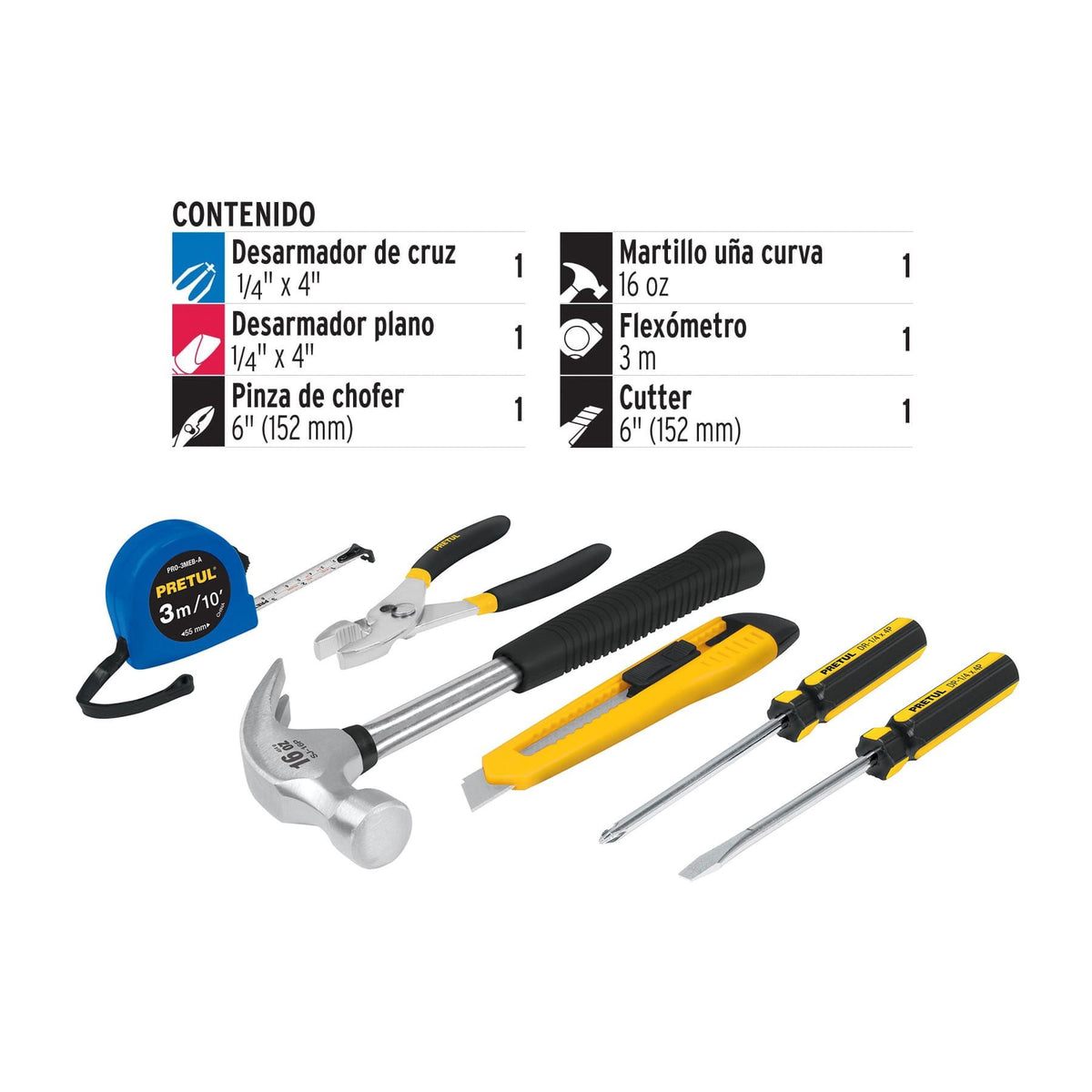 Kit De Herramientas Combinadas Pretul Jgo-cas6 De 6 Piezas Color Plateado