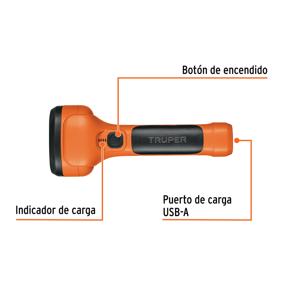 Linterna LED Recargable Truper 200 Lúmenes 19847