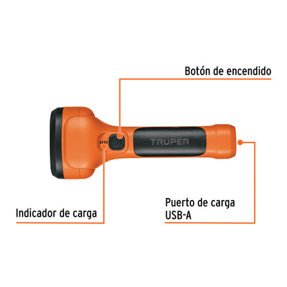 Linterna LED Recargable Truper 200 Lúmenes 19847