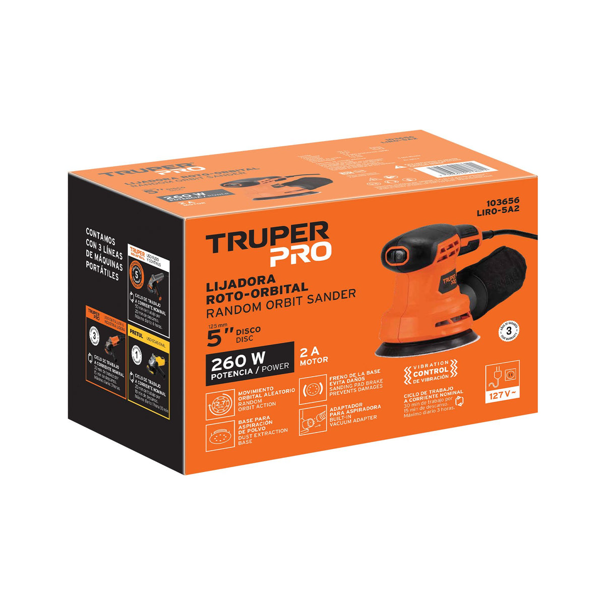Lijadora Orbital 5 260w Liro-5a2 Profesional Madera