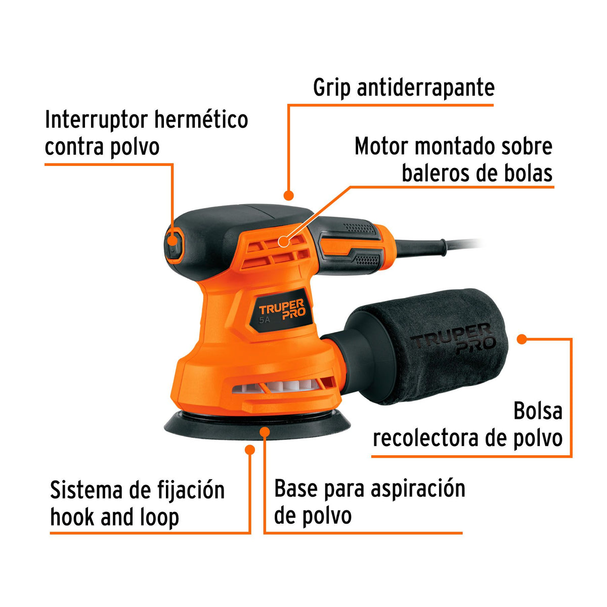 Lijadora Orbital 5 260w Liro-5a2 Profesional Madera