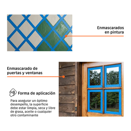 12621 CINTA MASKING TAPE AZUL 34” X 50 MT. PARA PINTOR TRUPER