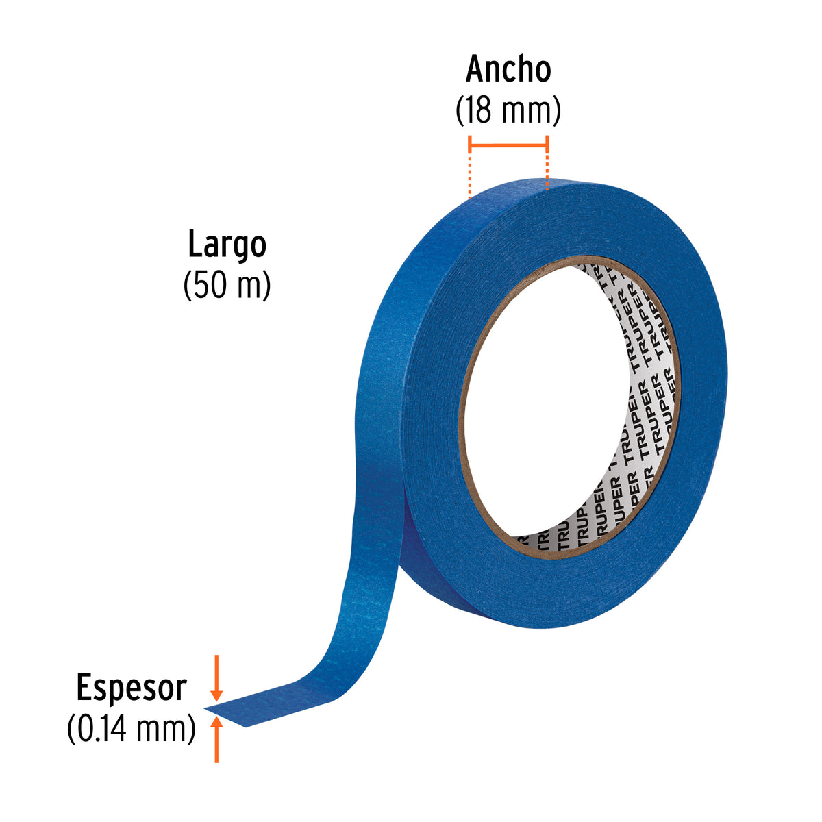 12621 CINTA MASKING TAPE AZUL 34” X 50 MT. PARA PINTOR TRUPER