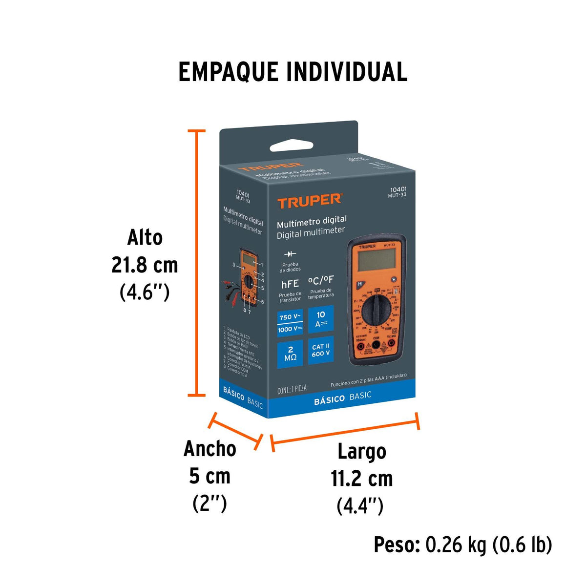 Multimetro Digital 10 A Profesional Truper Mut-33