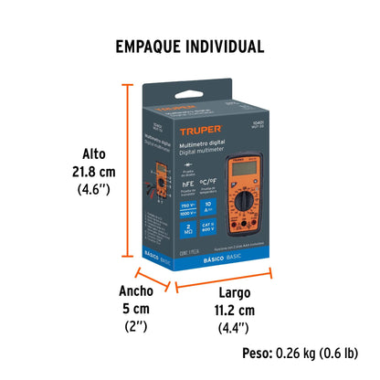 Multimetro Digital 10 A Profesional Truper Mut-33