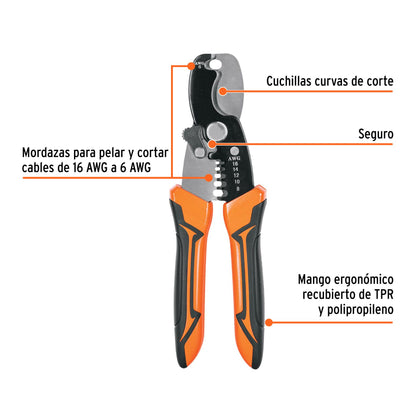 Alicate Pelacables Y Cortafrío 7'' Profesional Truper 17378