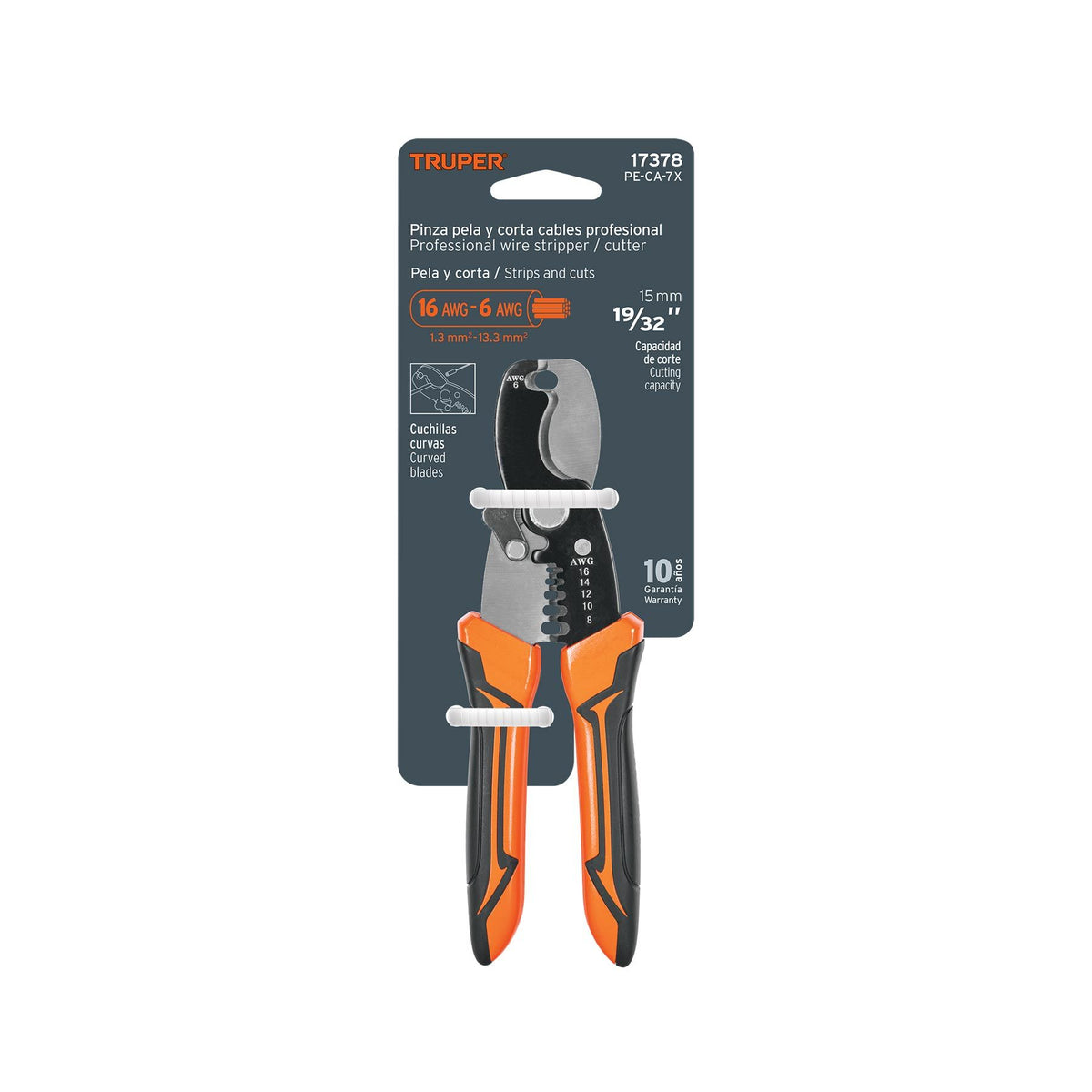 Alicate Pelacables Y Cortafrío 7'' Profesional Truper 17378
