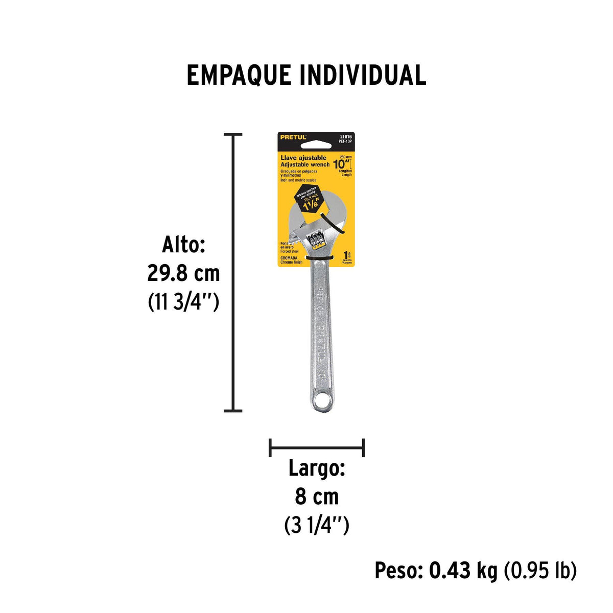 LLAVE AJUSTABLE TIPO PERICO 10” PRETUL