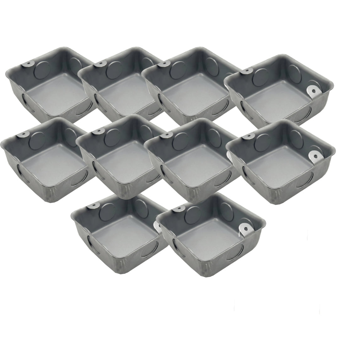 Paquete 10 Cajas Cuadradas Galvanizadas 3x3 1/2 Color Acero