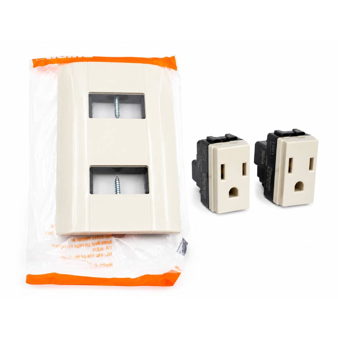 Pack 3 Placas Modus Marfil 2 Ventanas Con 2 Contactos