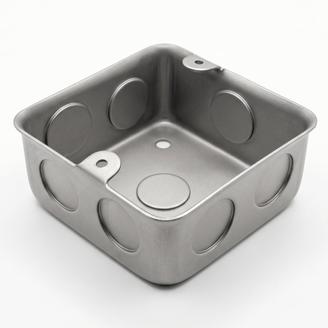 Paquete 10 Cajas Cuadradas Galvanizadas 3x3 1/2 Color Acero