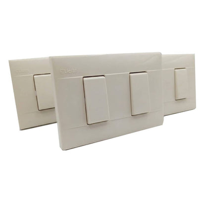 Pack 3 Placas Modus Marfil 2 Ventanas Con 2 Apagadores