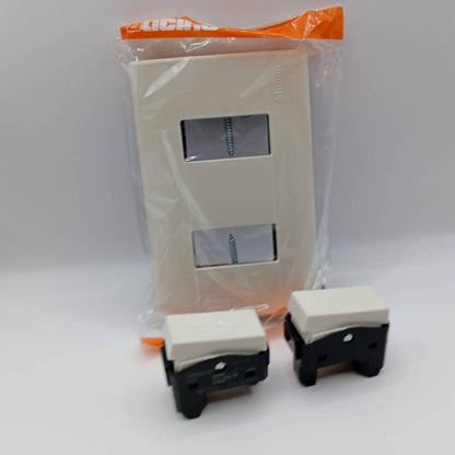 Pack 3 Placas Modus Marfil 2 Ventanas Con 2 Apagadores