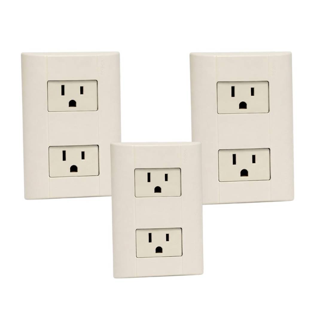 Pack 3 Placas Modus Marfil 2 Ventanas Con 2 Contactos