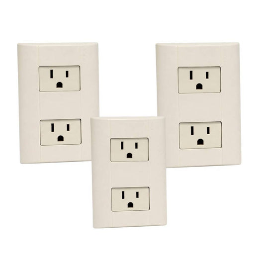 Pack 3 Placas Modus Marfil 2 Ventanas Con 2 Contactos